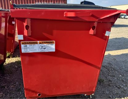 A two yard permanent commercial trash container