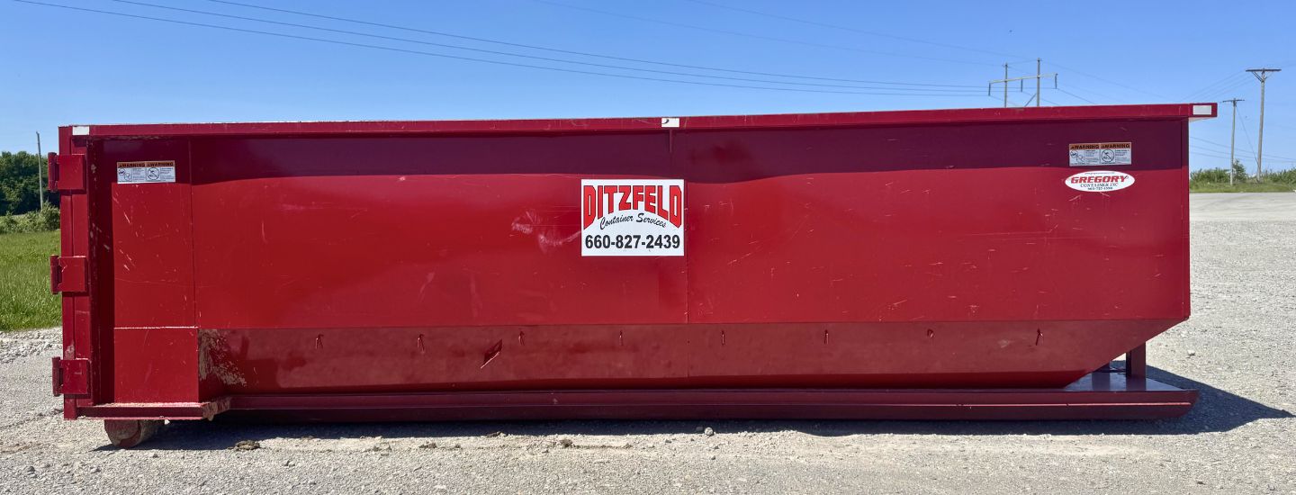 A 30 yard temporary trash container