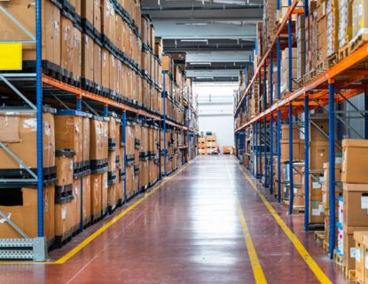 The interior of large warehouse that is clean and bright